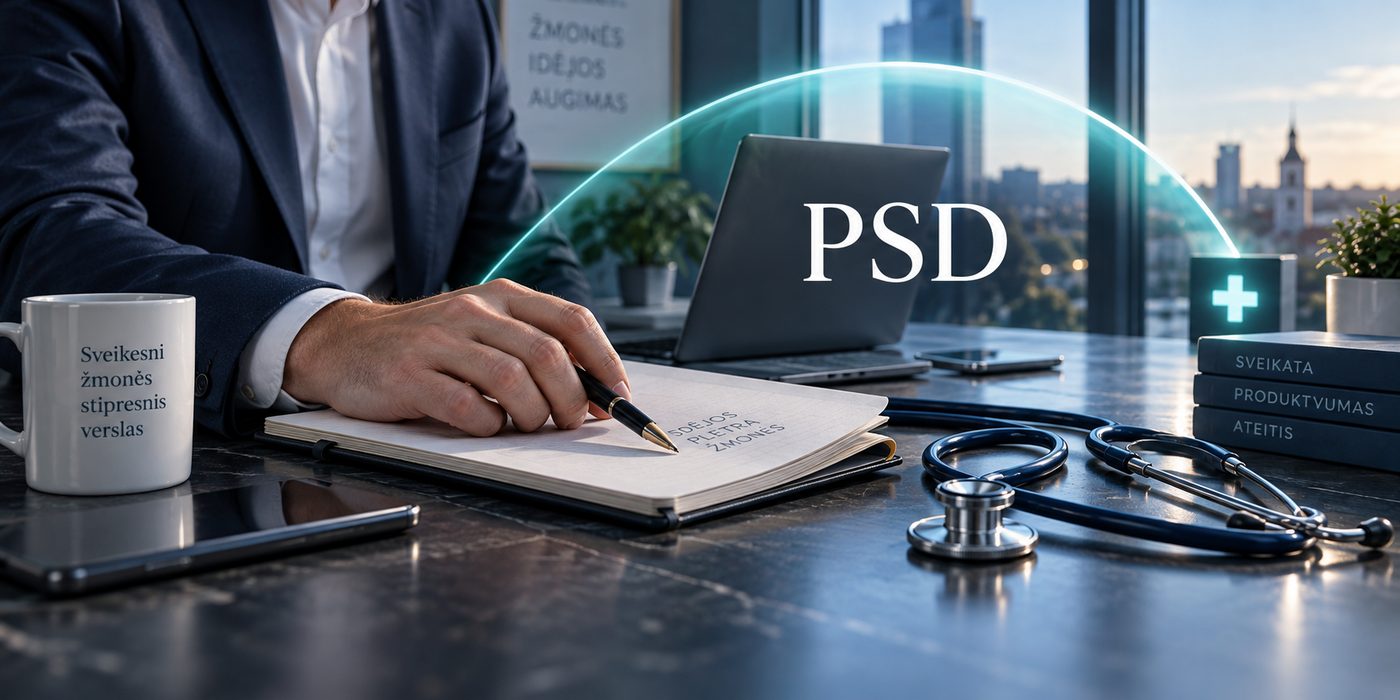 PSD individualiai veiklai: įmokos, draudimas ir 2026 m. pavyzdžiai